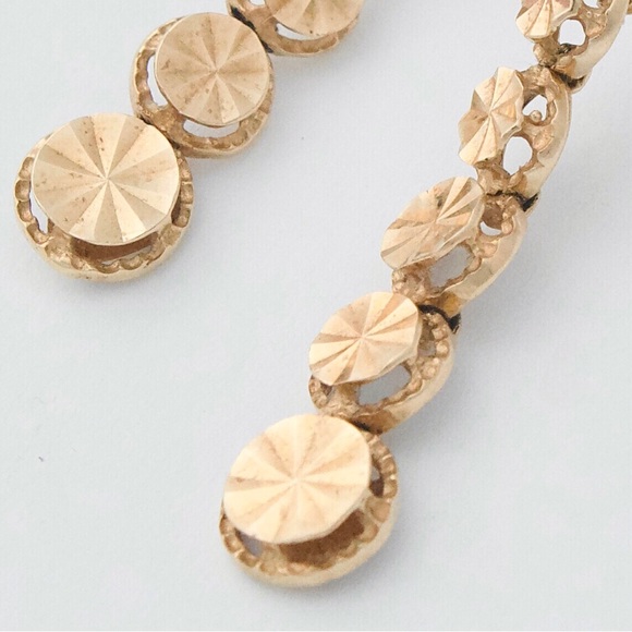 Vintage 14K Yellow Gold Circle Drop Earrings by Beverly Hills Gold - Picture 3 of 5